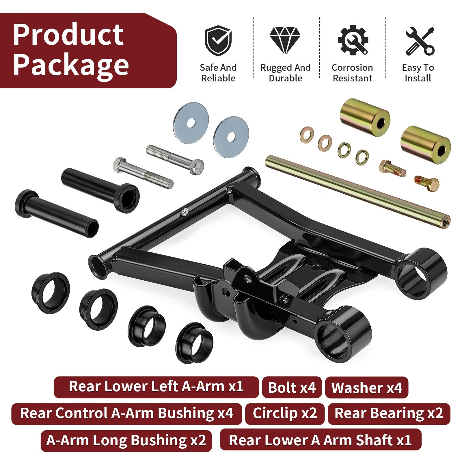 Rear Lower Left A-Arm + Bushing for Polaris Sportsman MV7 (2000–2014)