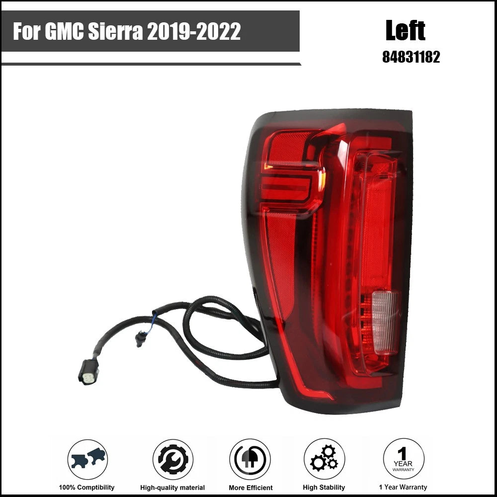 Tail Light Assembly for GMC Sierra (2019–2022) Left Side LED Black Housing