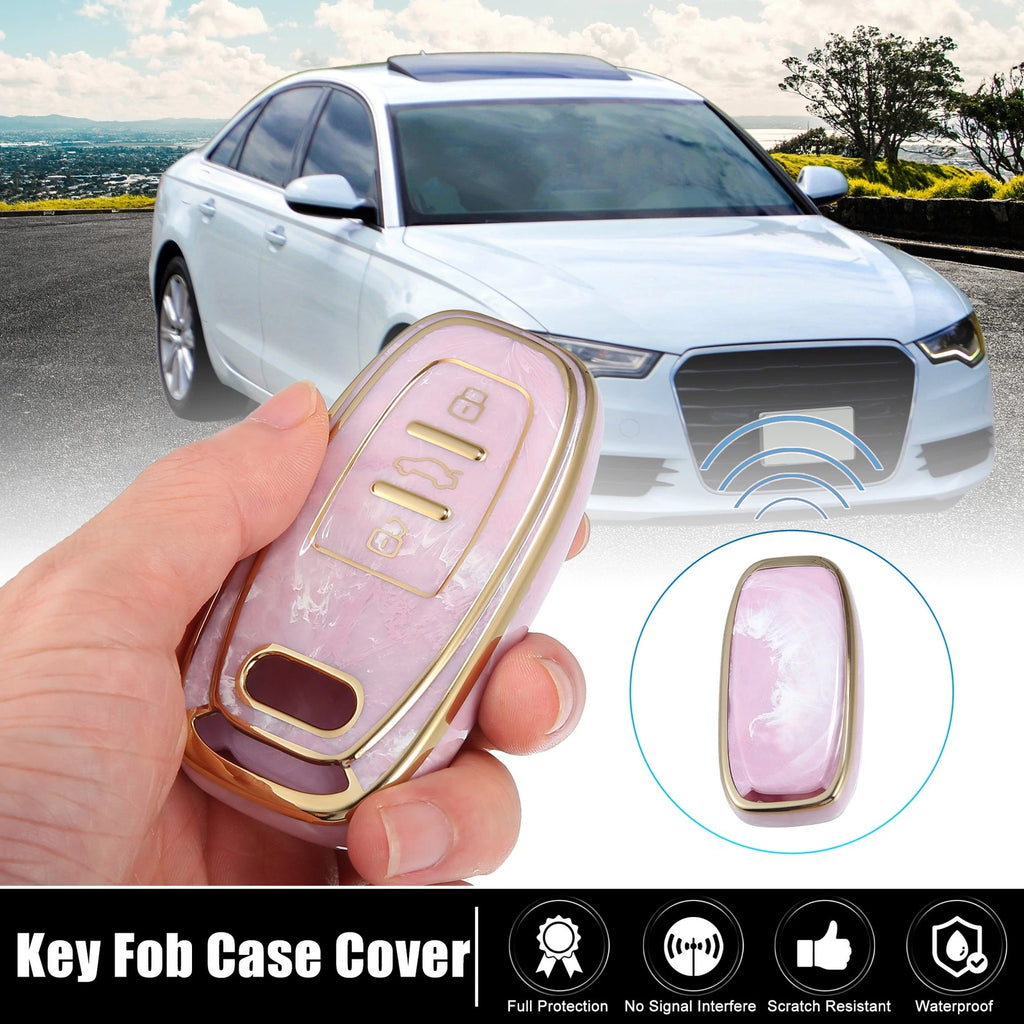 Key Fob Remote Control Cover 3 Button TPU Shell Pink for Audi A6 (2012–2018)
