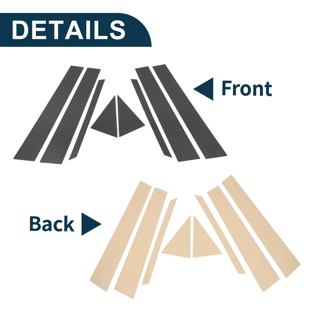 8 Pcs Door Pillar Window Trim for Toyota Prius (2010–2015) Carbon Fiber Black