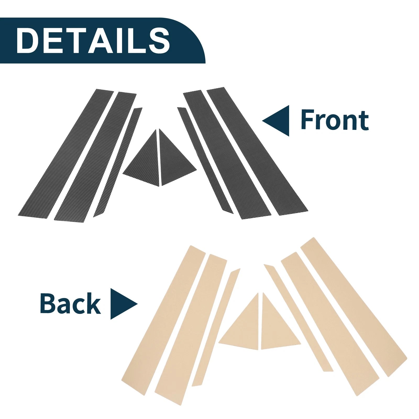 8 Pcs Door Pillar Window Trim for Toyota Prius (2010–2015) Carbon Fiber Black