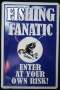 Fishing Fanatic Man Cave Sign for Cabin Shop Home Decor