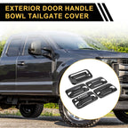 Set of 4 Exterior Door Handle Covers for Ford F-150 (2015–2023) - Black Fiber Pattern