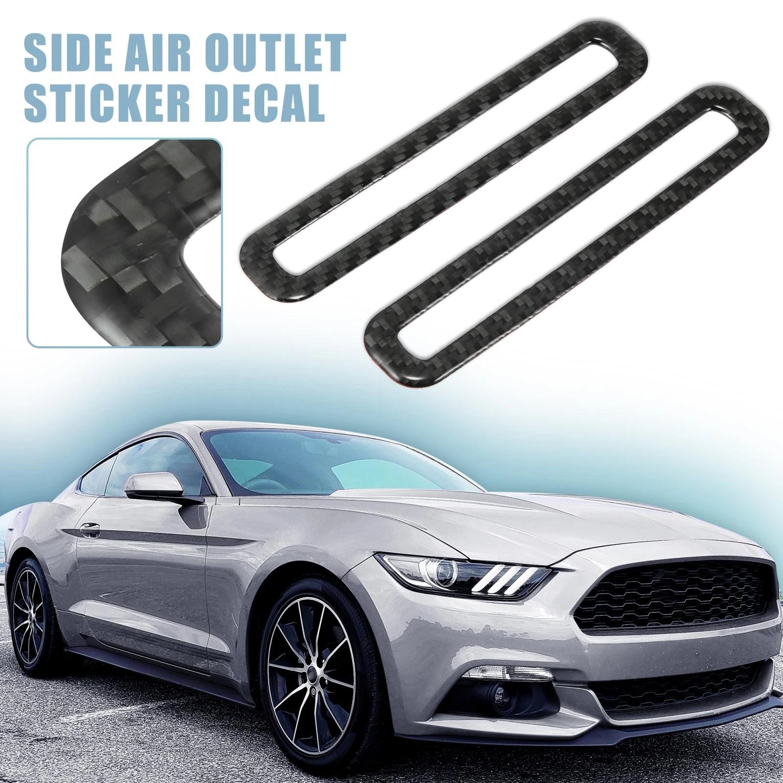 2pcs Carbon Fiber Side Air Outlet Sticker Trim for Ford Mustang (2015–2020)