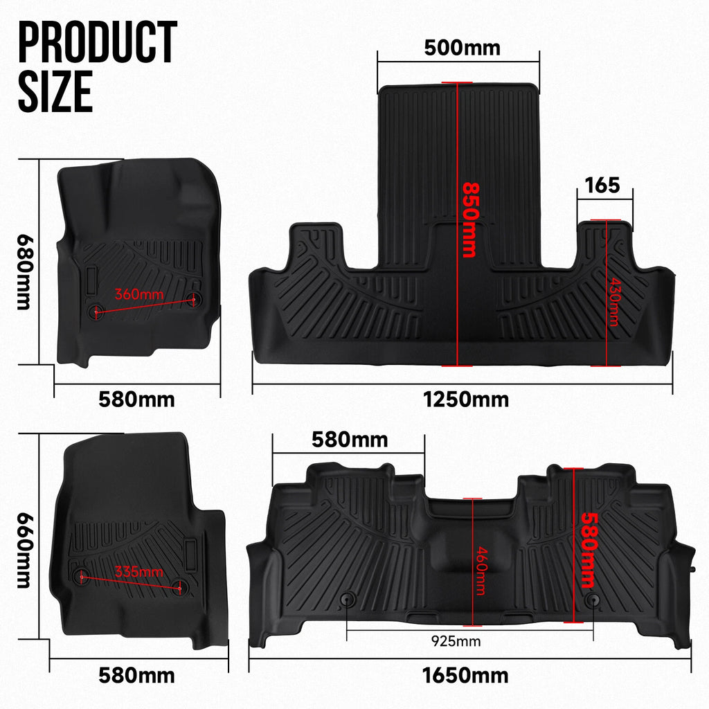 Set of 4 Rubber Floor Mats for Ford Expedition (2018–2024)