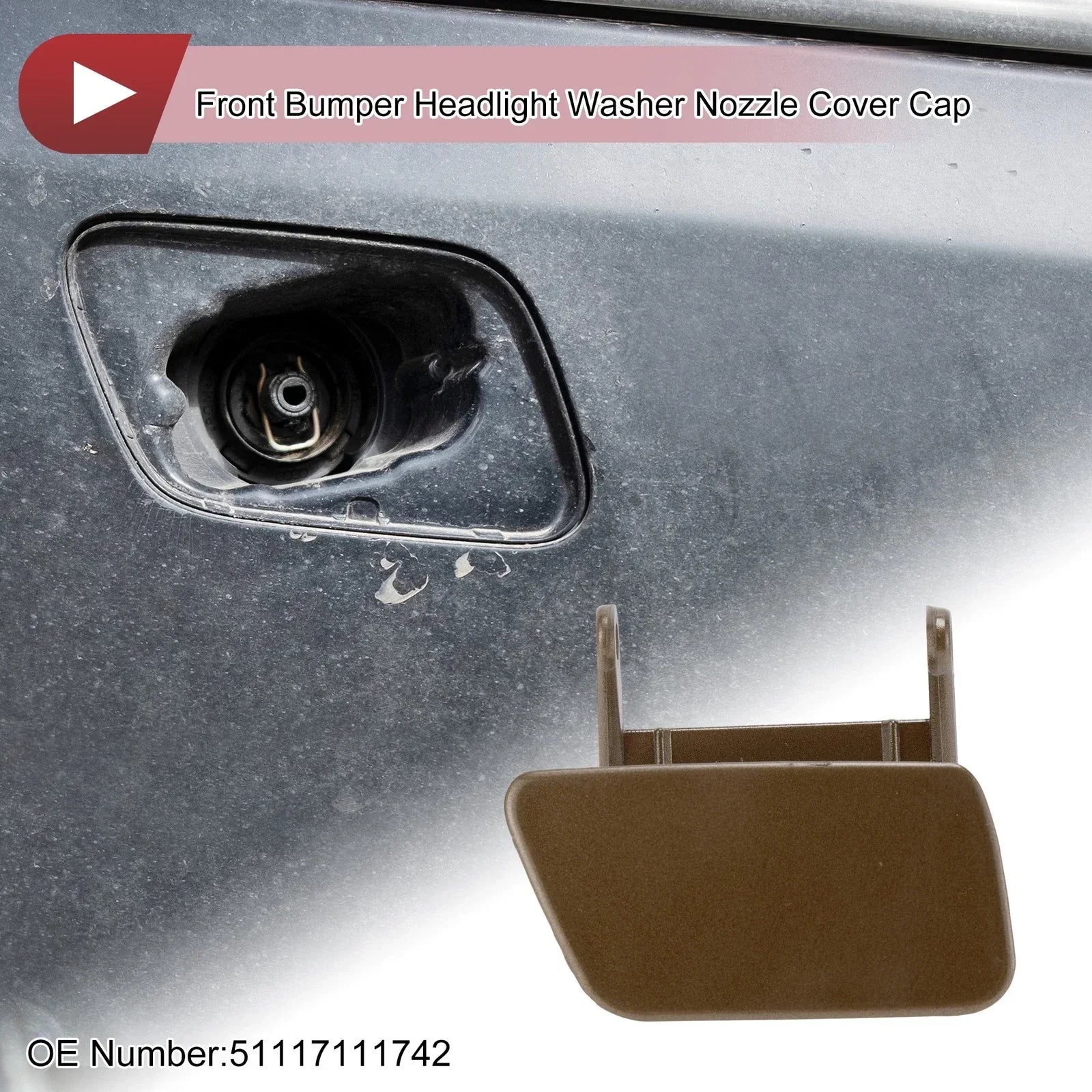 Bumper Headlight Washer Nozzle Cover Cap for BMW 525i Brown (2004 - 2005)