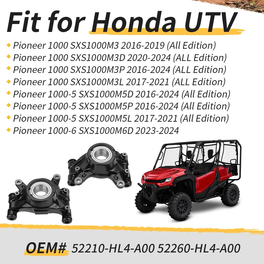 Rear Left Right Knuckle w/Bearings for Honda Pioneer 1000-6 (2023–2024)