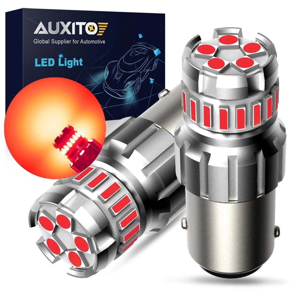 2X AUXITO P21W 1156 CANBUS BA15S LED Red Light Bulbs for