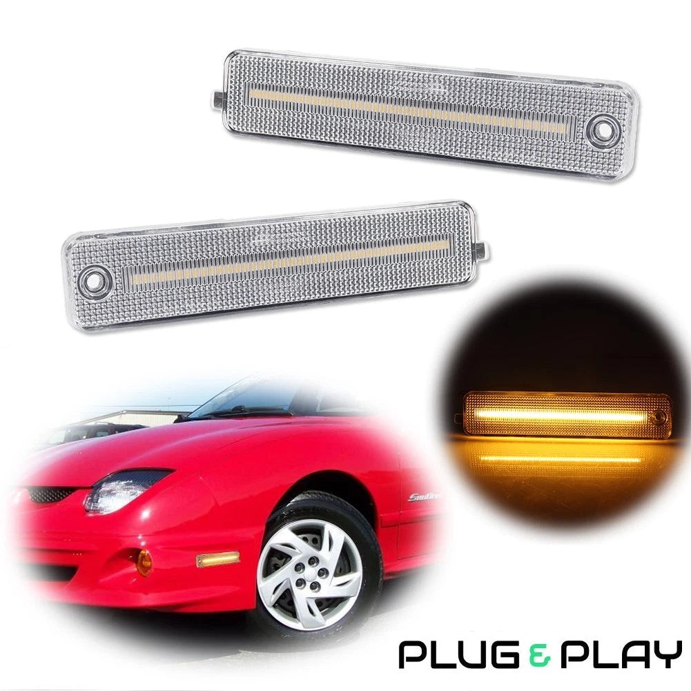 2X Clear Amber LED Front Side Marker Lights for Pontiac Sunfire (2000–2005)