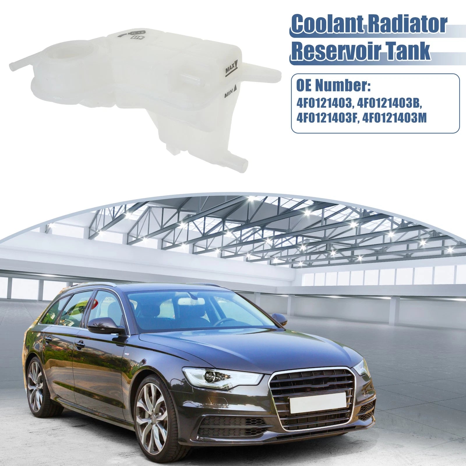 Coolant Radiator Reservoir Tank 4F0121403 w/ Sensor for Audi A6 Quattro (1998–2004)