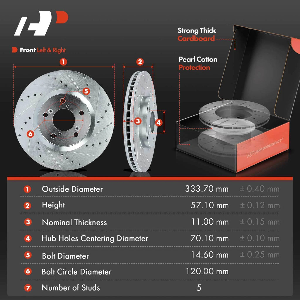 Front Drilled Brake Rotors & Ceramic Pads for Honda Odyssey (2011–2014)