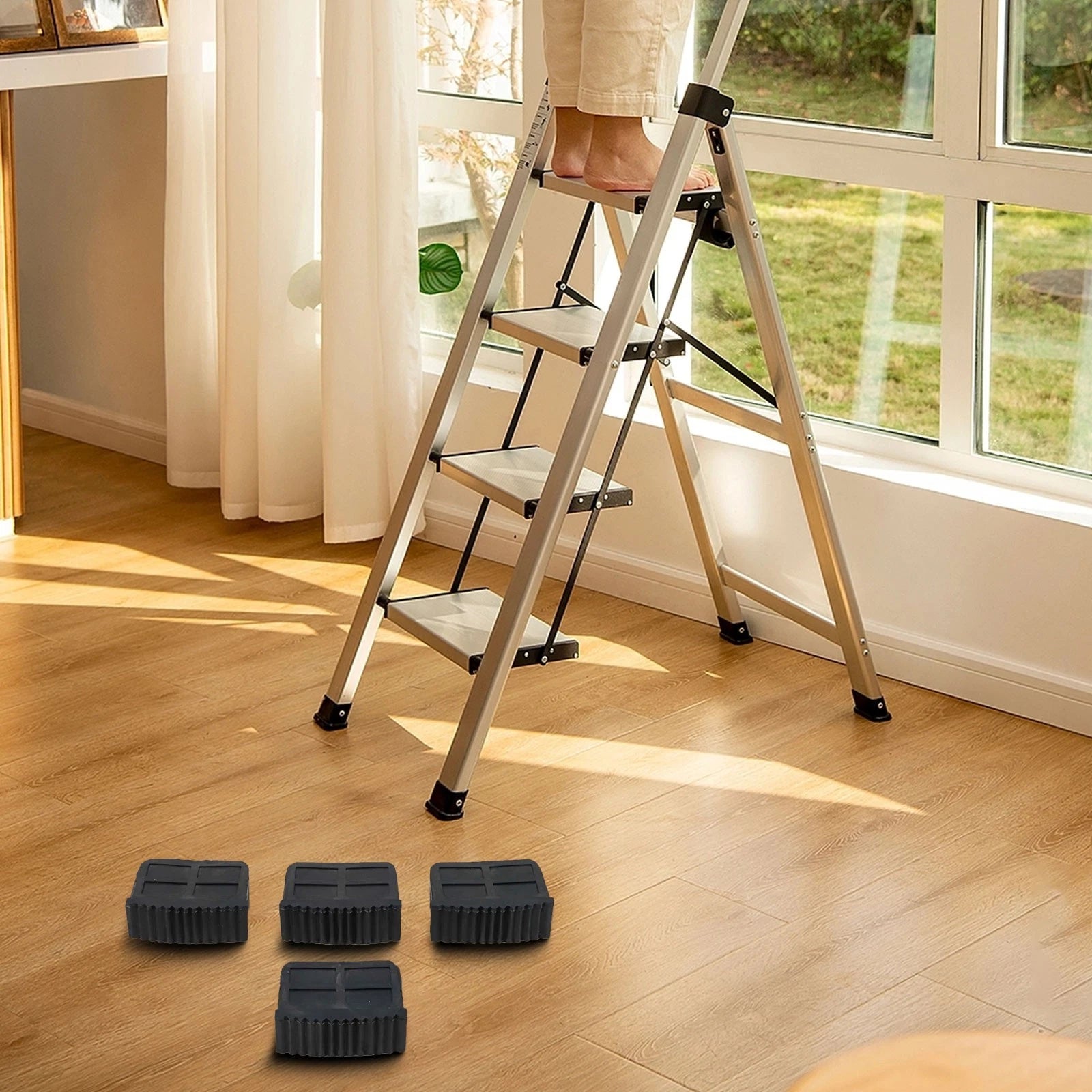 Set of 4 Rubber Non-Slip Ladder Leg Covers for Safe Climbing Experience