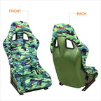 NRG FRP-303-GIJ Green Camo Prisma Fixed Back Racing Bucket Seat for Universal (2000–2023)