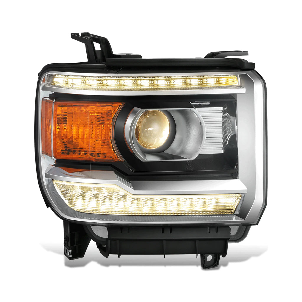 Chrome Amber Headlight for GMC Sierra 1500/2500/3500 HD (2014–2019)