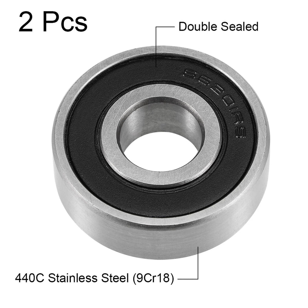 Set of 2 S6201-2RS Deep Groove Ball Bearings 12x32x10mm Double Sealed