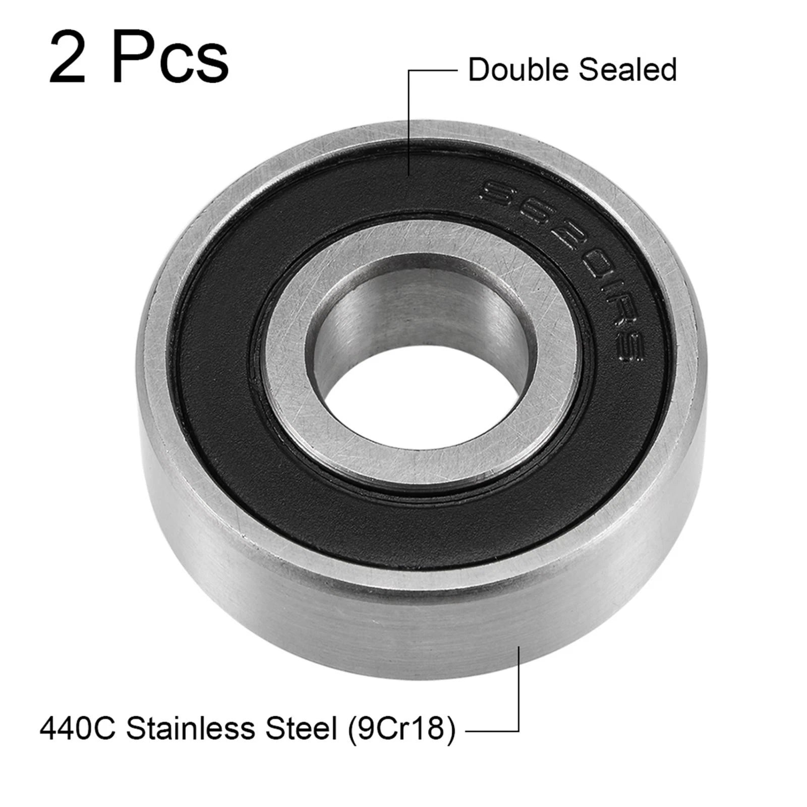 Set of 2 S6201-2RS Deep Groove Ball Bearings 12x32x10mm Double Sealed
