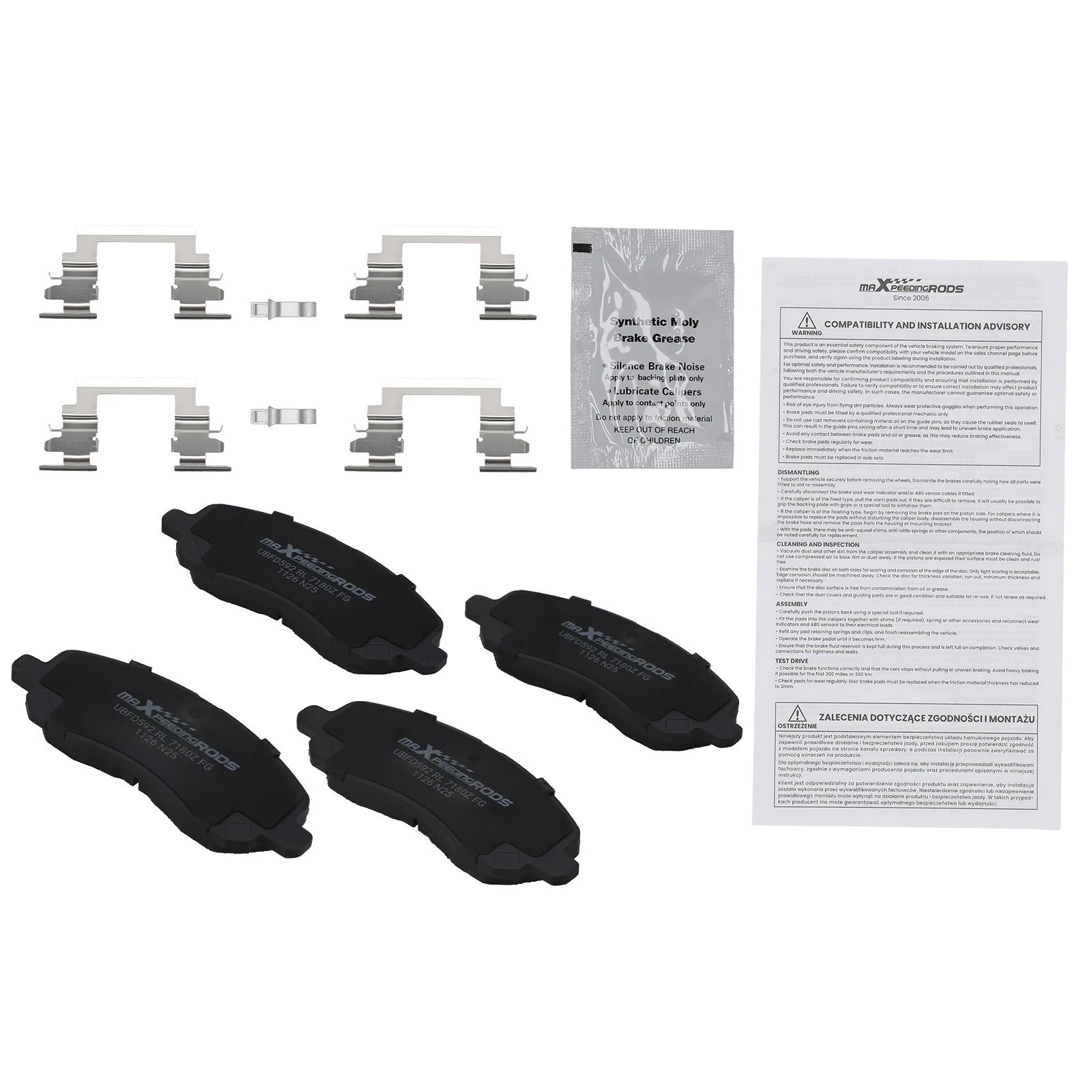 Front Ceramic Brake Pads Kit for Chrysler 200 (2011–2014) Dodge Avenger (2008–2014)