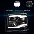 LED DRL Chrome Housing Headlight Set for GMC Sierra (2007–2014)