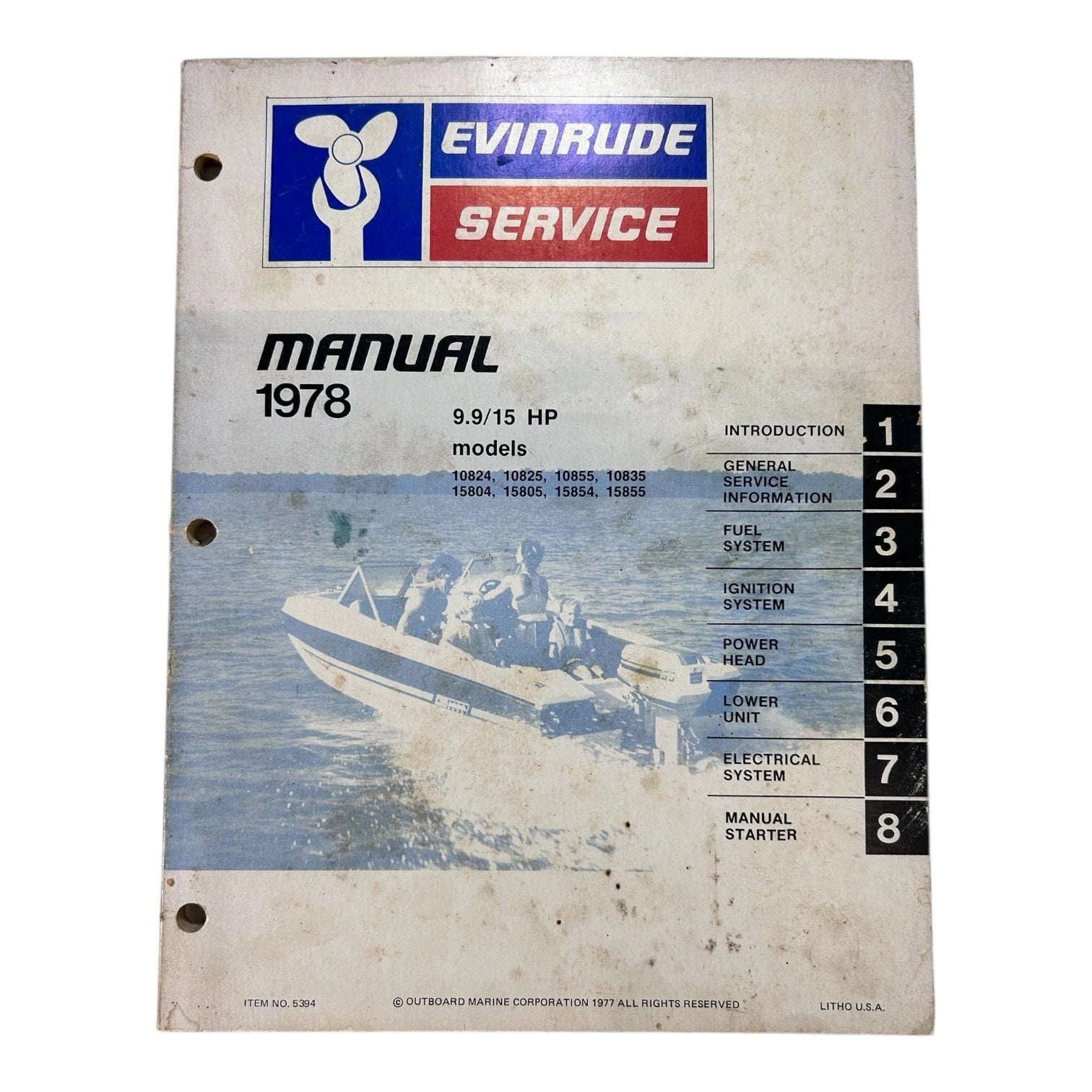 Evinrude Service Manual 5394 for 9.9/15 HP Outboard (1978)