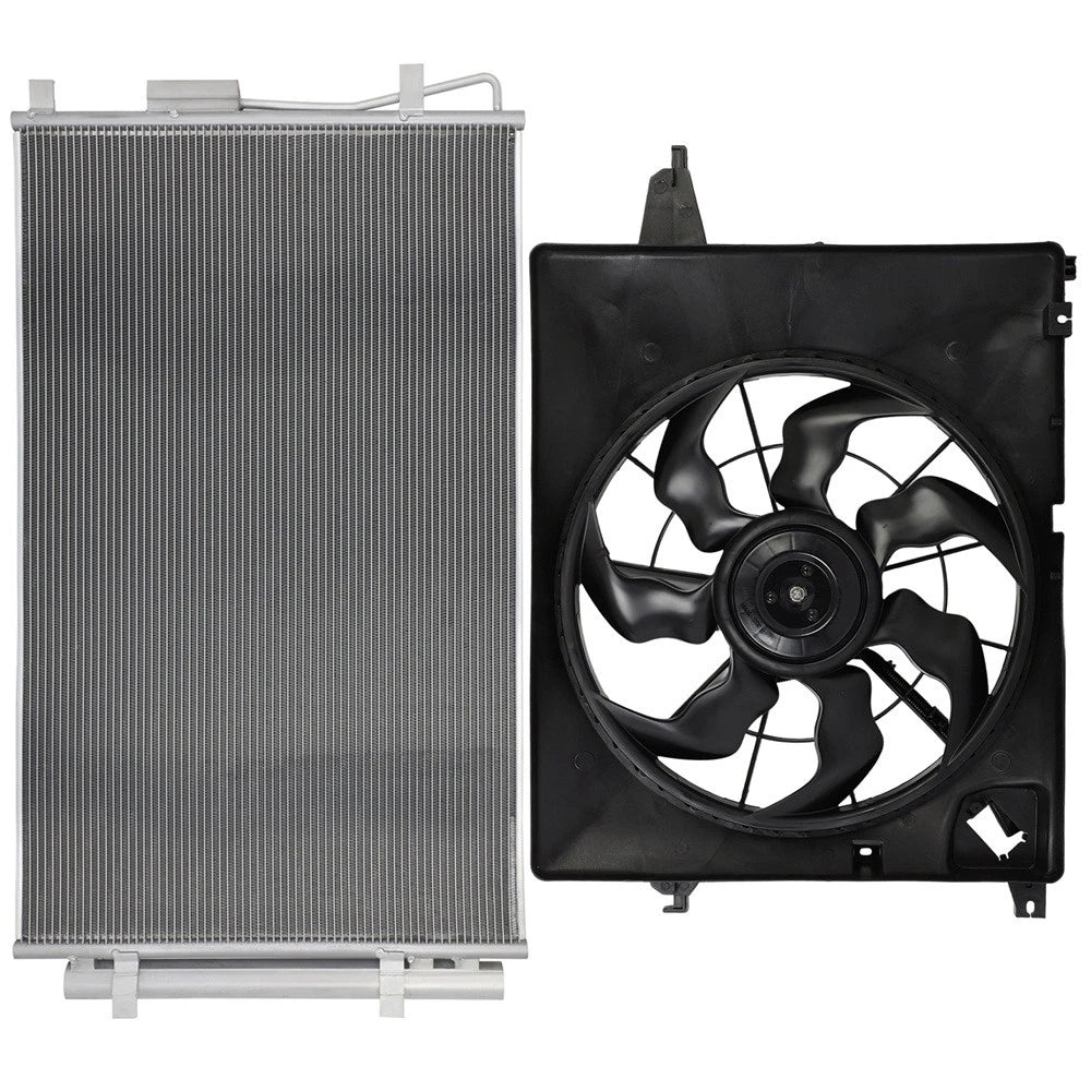 AC condenser and cooling fan assembly for Hyundai Santa Fe Sport (2013–2018)