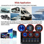 6 Gang Rocker Switch Panel with LED for RV Car Boat Marine (Waterproof)
