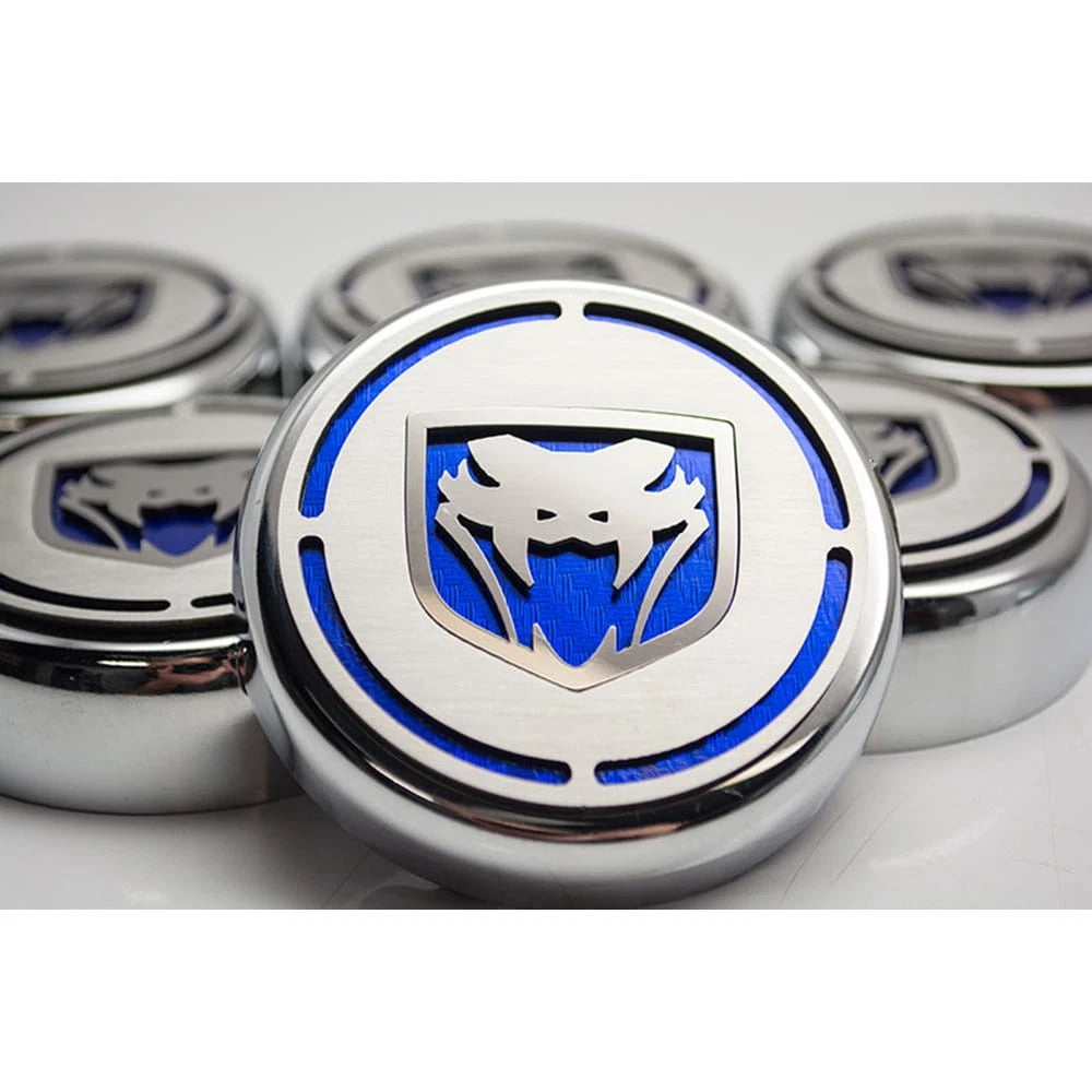 Cap Covers w/Orange Carbon Fiber Fangs Inlay&Brushed Accent for 2003-2006 Viper