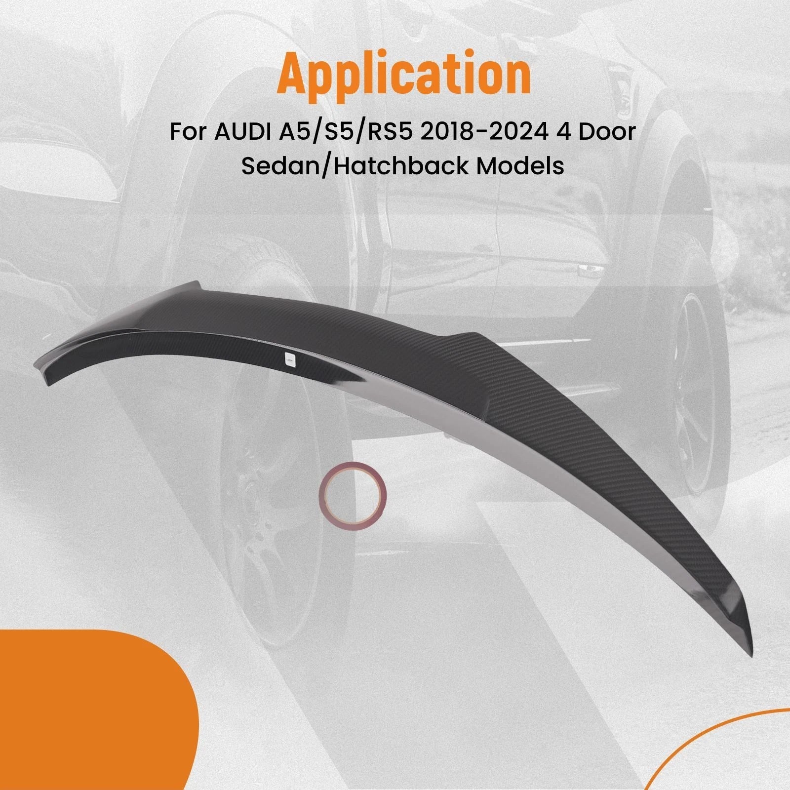 Trunk Spoiler Wing Lip for Audi A5/S5/RS5 4-Door (2018–2024) Carbon Fiber