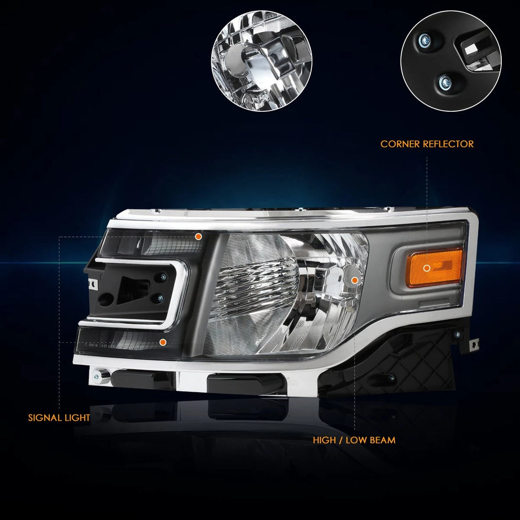 Headlight for Ford Flex (2013–2019) OE Direct Replace Black Housing Amber Corner