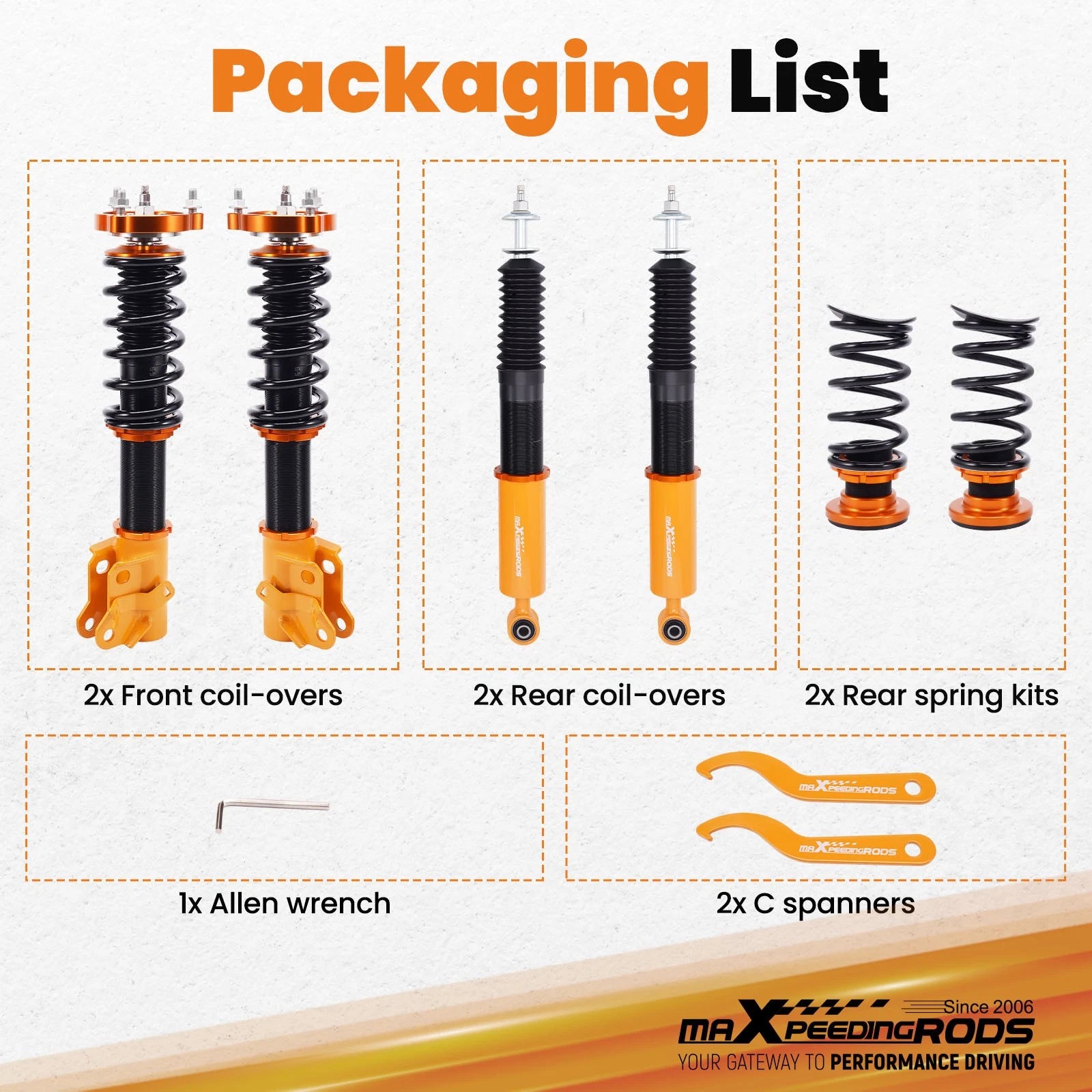 24-Way Adjustable Coilovers Suspension Kit for Honda Civic (2006-2011)