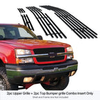 Stainless Black Billet Grille Combo for Chevy Silverado 1500/2500 (2003-2005)