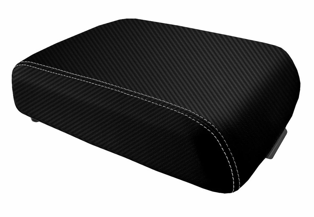 Console Lid Bucket Seat Cover for Ford F250 (1999–2010) Carbon Fiber Gray Stitch
