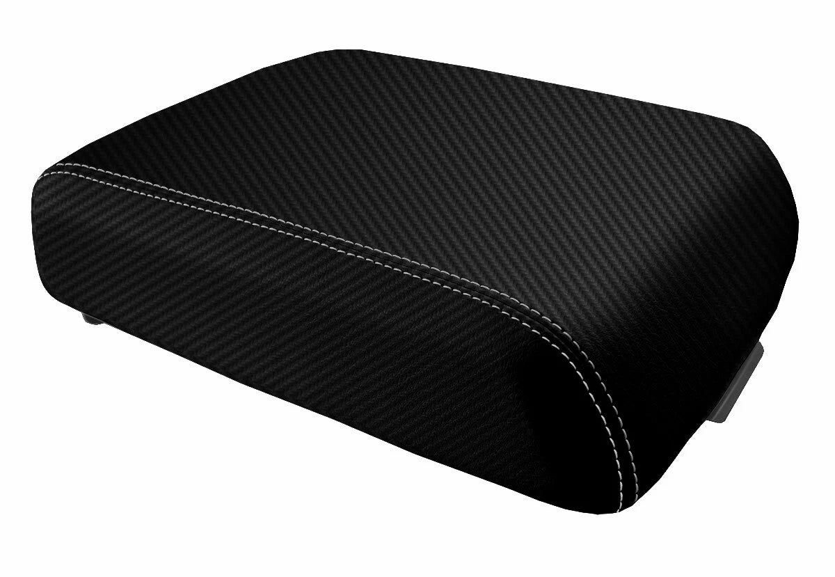 Console Lid Bucket Seat Cover for Ford F250 (1999–2010) Carbon Fiber Gray Stitch