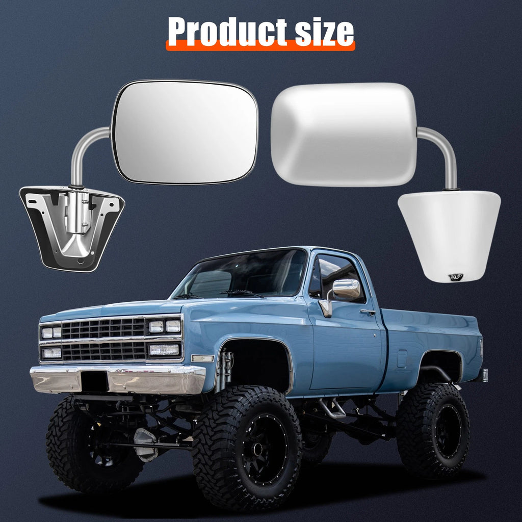 Set of 2 Chrome Side View Mirrors for Chevy C10 K10 Blazer Suburban (1973–1991)
