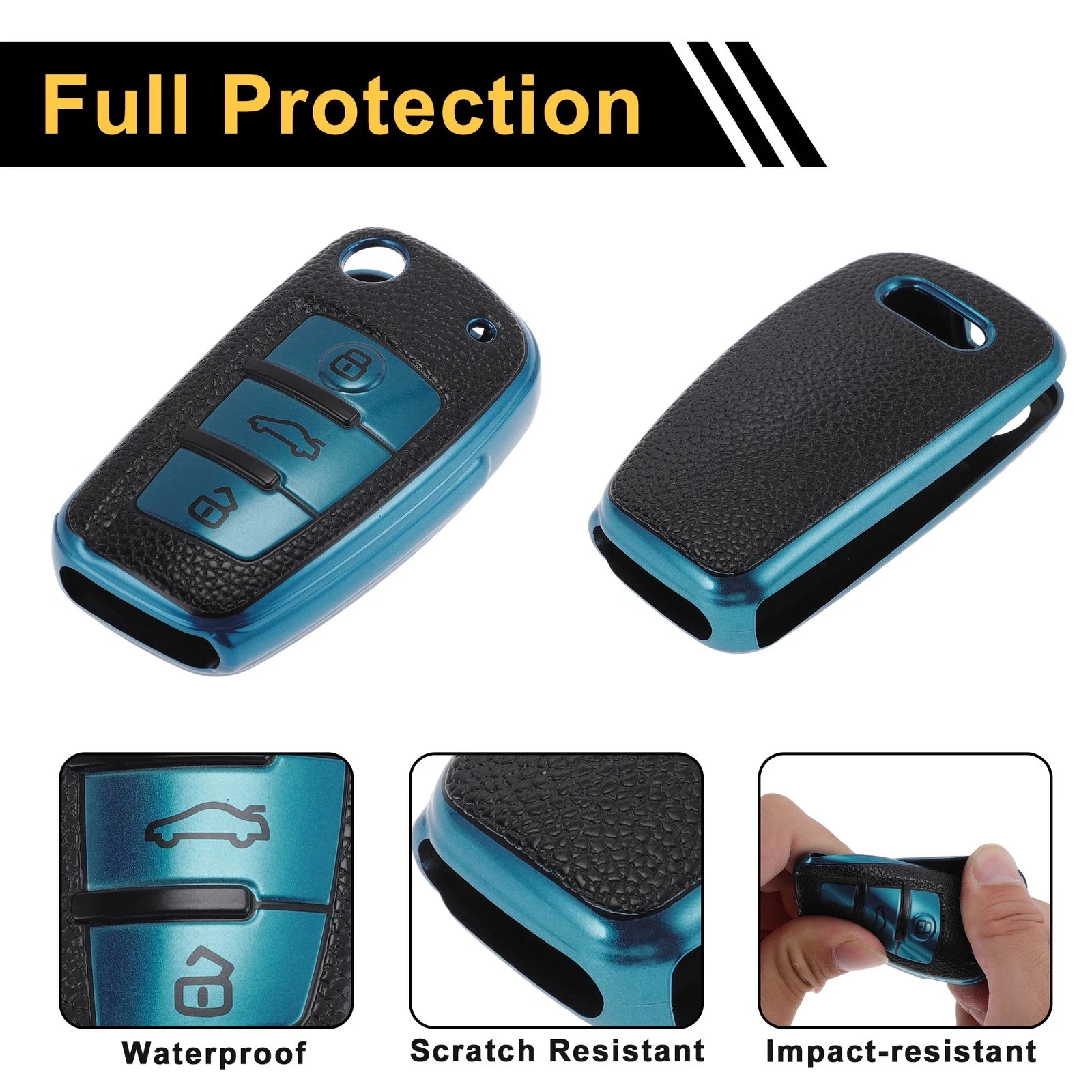 Blue TPU Car Key Case for Audi A1 A3 A4 (3 Buttons)