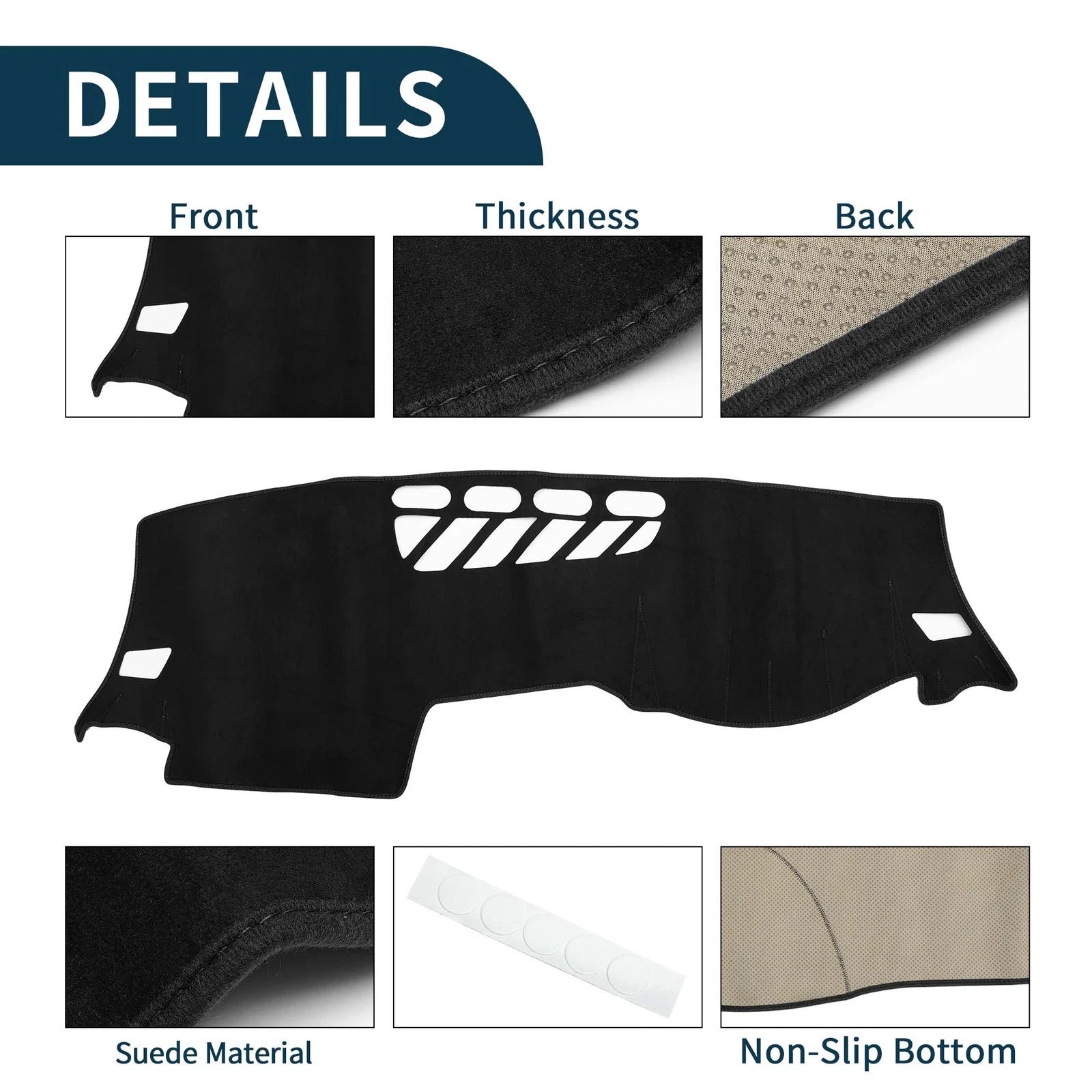 Dashboard Cover Mat for Audi Q2 (2016–2021) Sun Protector Pad Black