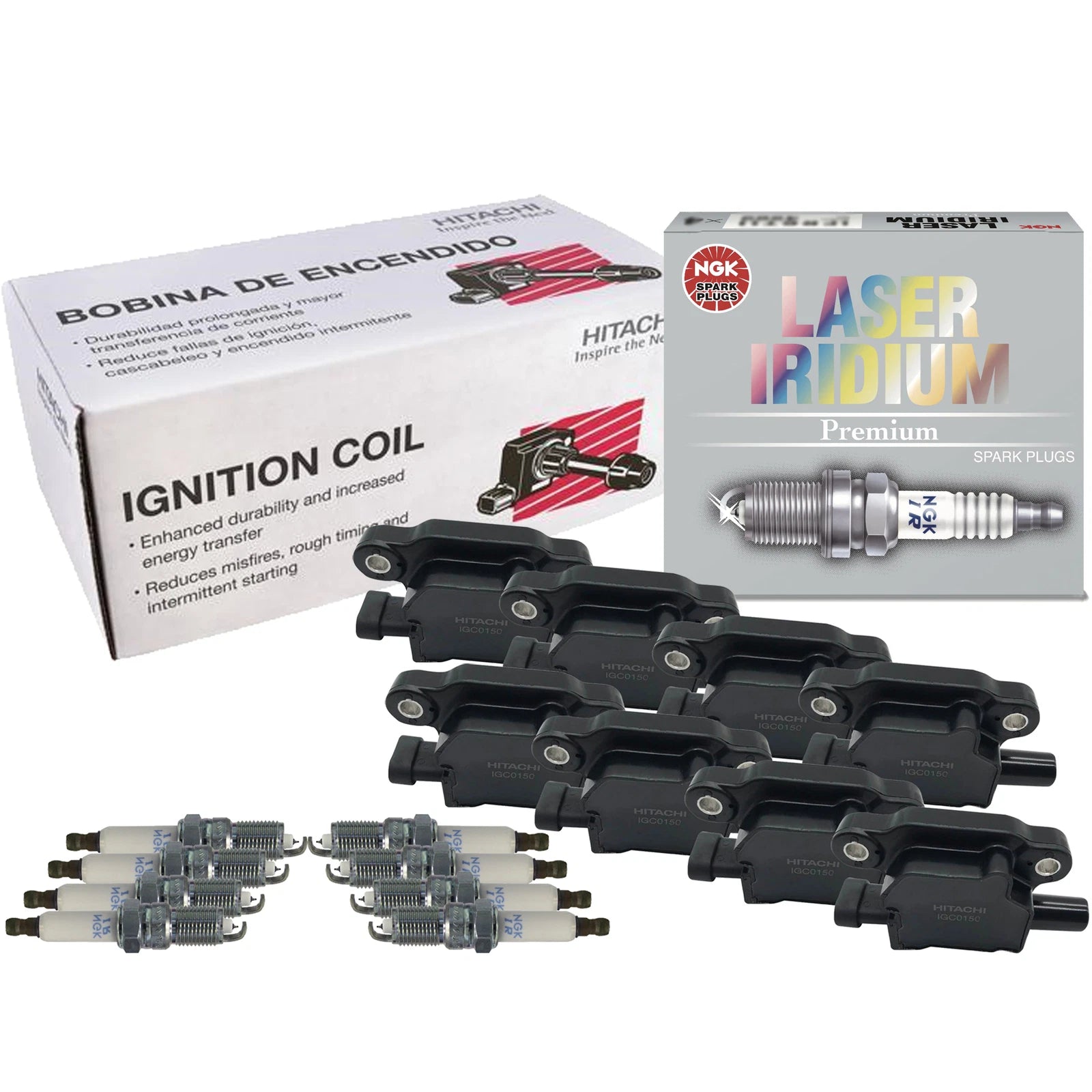 Set of 8 Ignition Coils & NGK Laser Iridium Spark Plugs for V8