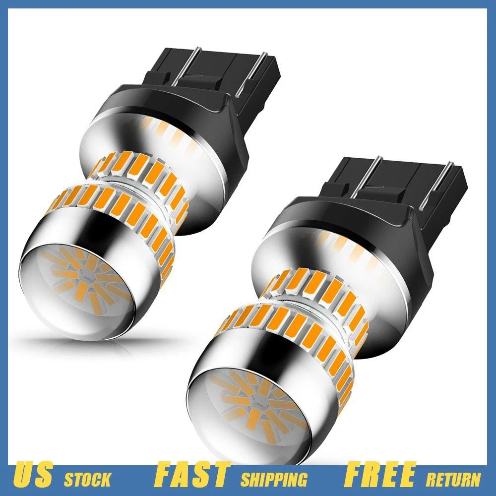 2X 7443 7444 Amber LED Rear Signal Turn Blinker Light Bulb for