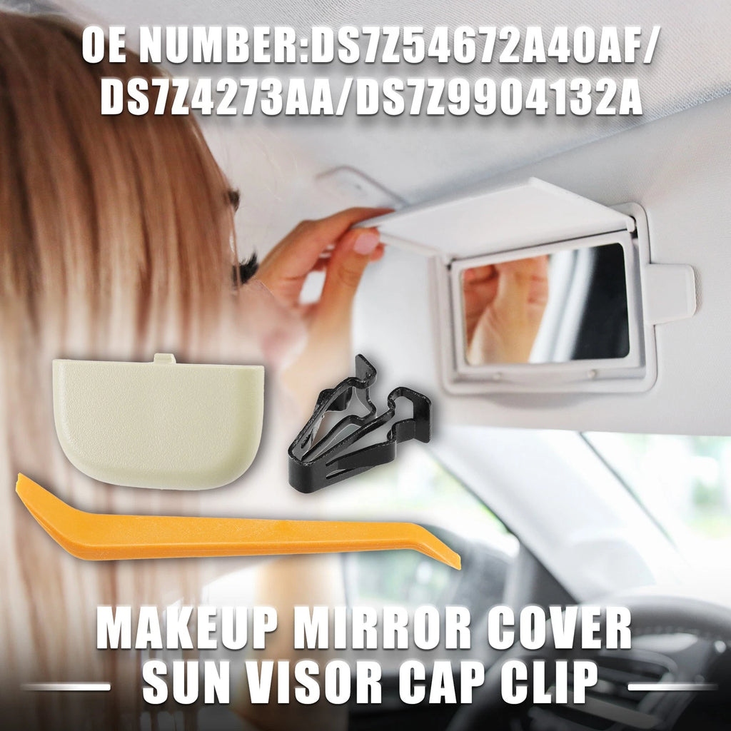 Set of 1 Makeup Mirror Cover Sun Visor Cap Clip for Ford (DS7Z54672A40AF)