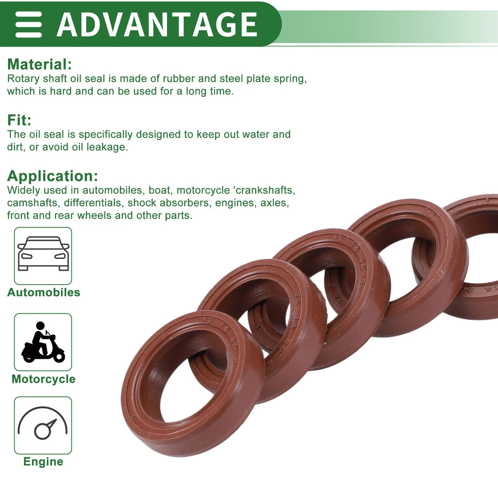 Set of 5 Oil Seal Rotary Shaft Seal 14x20x5mm for Various Models