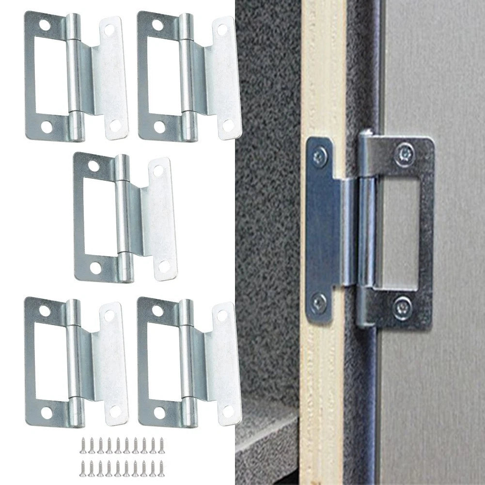 Set of 5 Steel Cranked Flush Hinges for Camping Home Utility