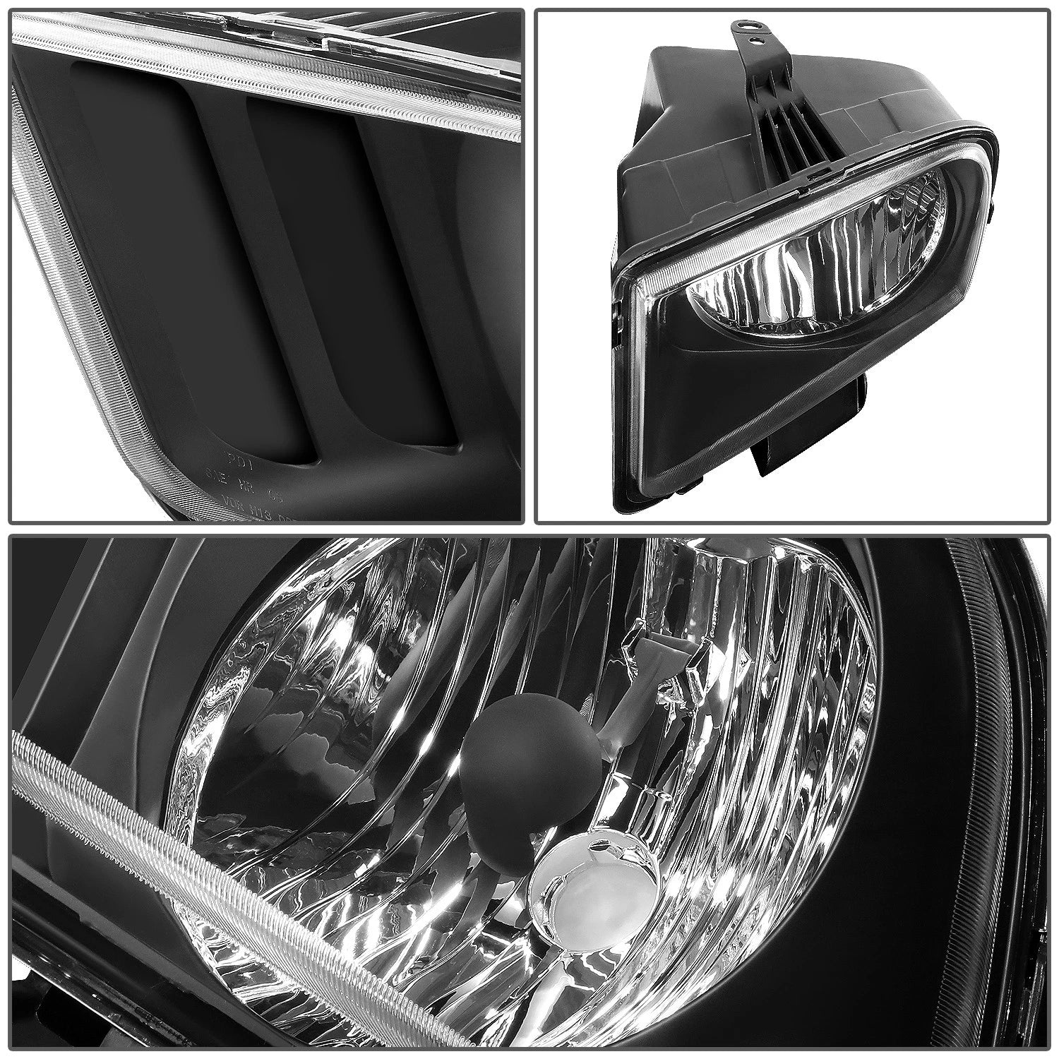 Pair of Black/Clear Corner Headlights for Ford Mustang (2005–2009)