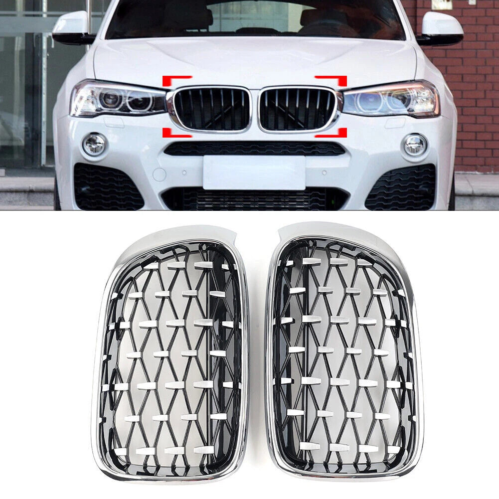 1 Pair Front Bumper Kidney Grille for BMW X3 F25 X4 F26 (2014–2017)