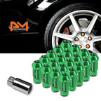 20Pc M12X1.5 Green JDM Open End Cone Seat Wheel Lug Nuts + Extension 25mmx50mm
