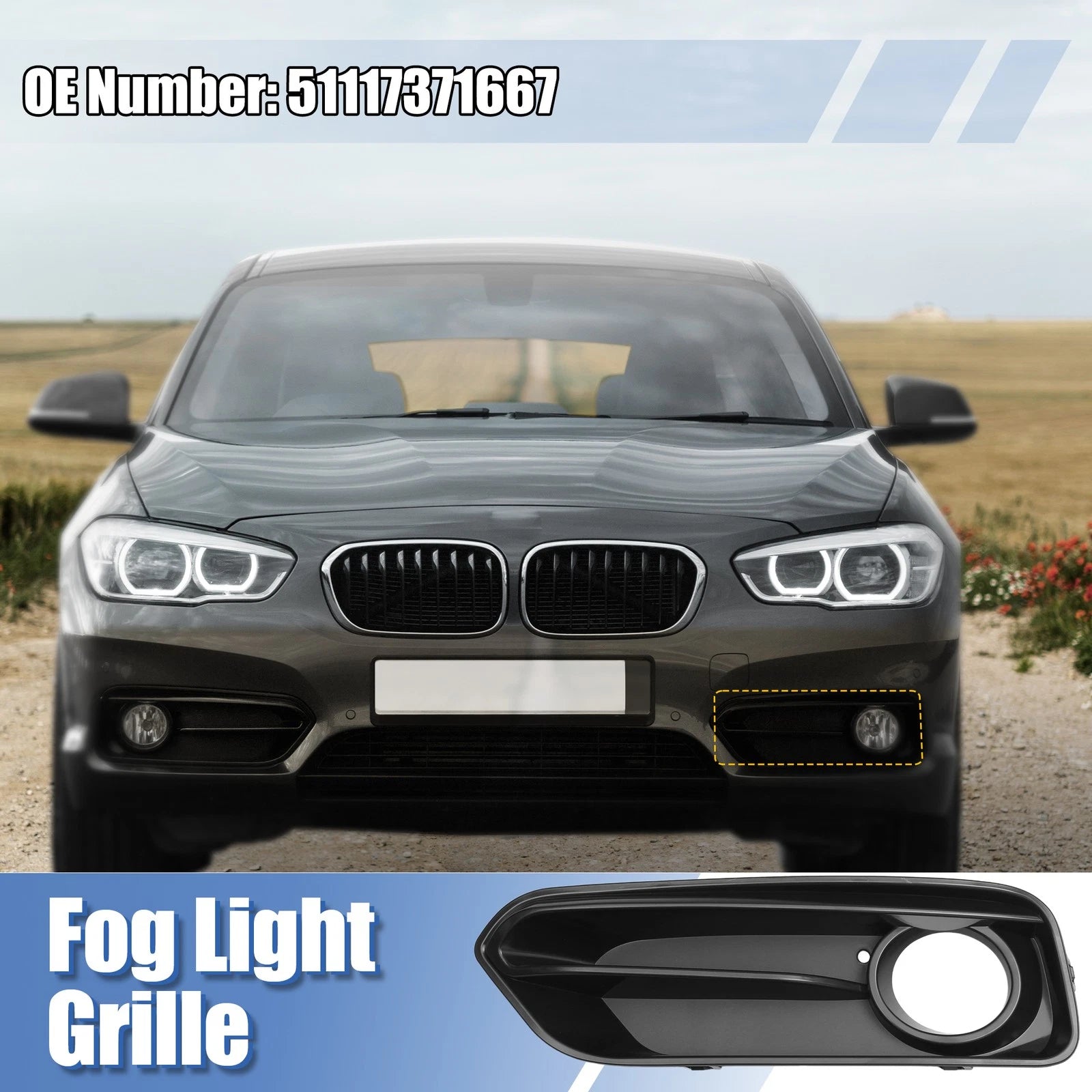 Left Fog Light Mesh Grille for BMW 1 Series F20 F21 LCI (2015–2018)