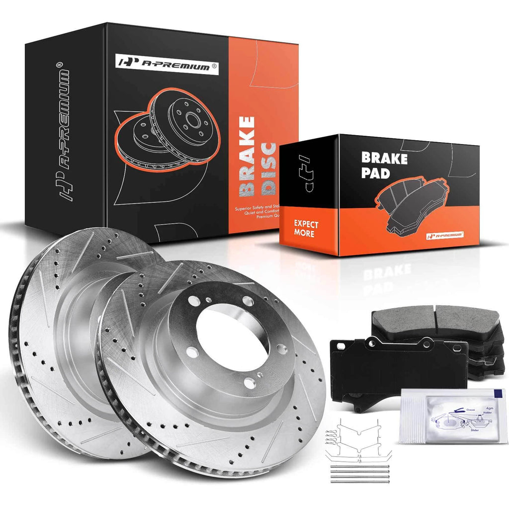 Front Drilled Brake Rotors & Ceramic Pads for Toyota Tundra (2007-2021)