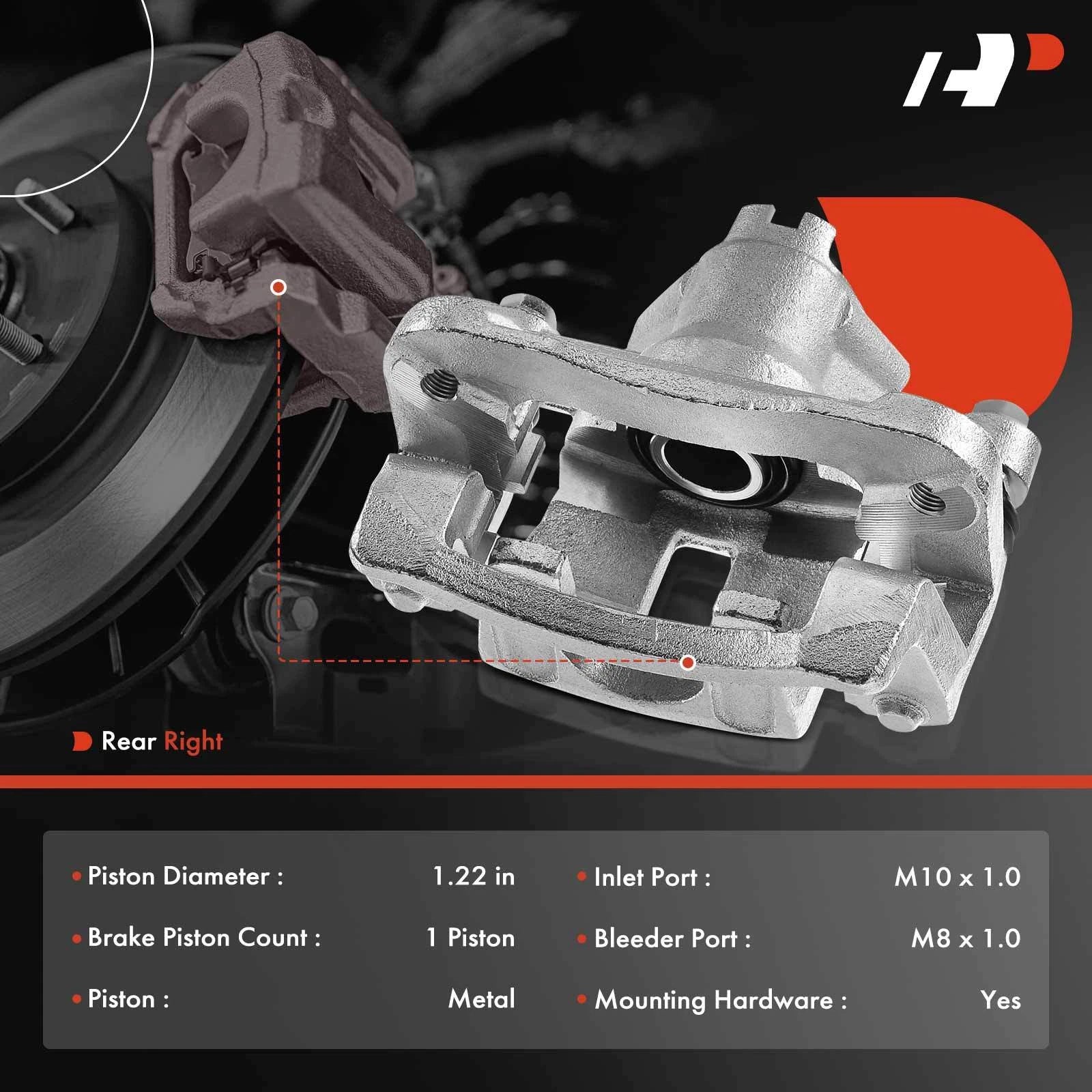 Rear Right Brake Caliper with Bracket for Kia Forte (2010–2013)