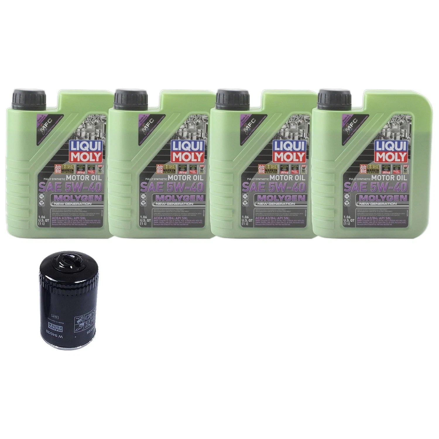 Set of 4 Liqui Moly Molygen 5W-40 Engine Oil Change Kit for A4 Quattro (2010–2016)