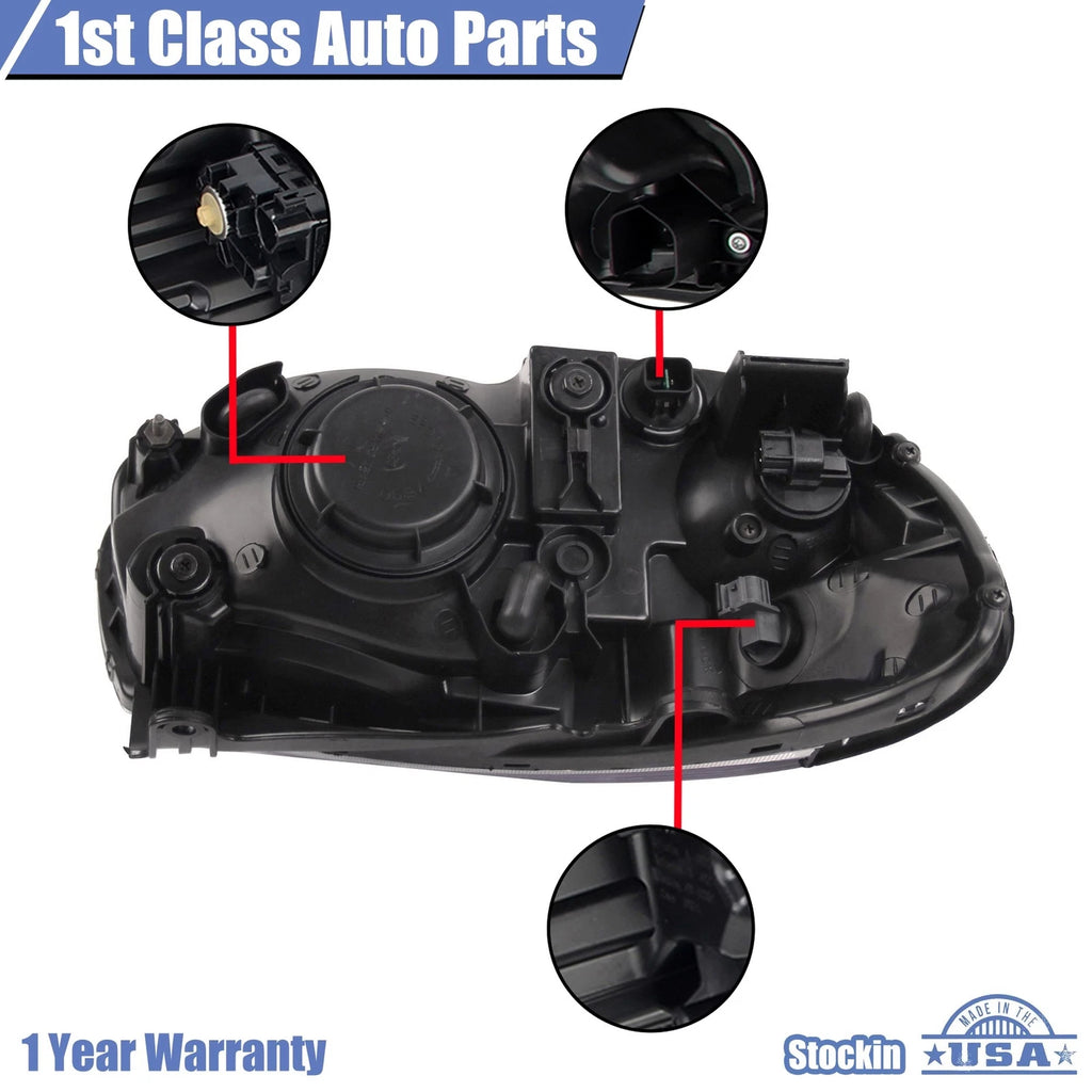 Headlight Assembly Set of 2 for Kia Spectra (2007-2009) with Bulb
