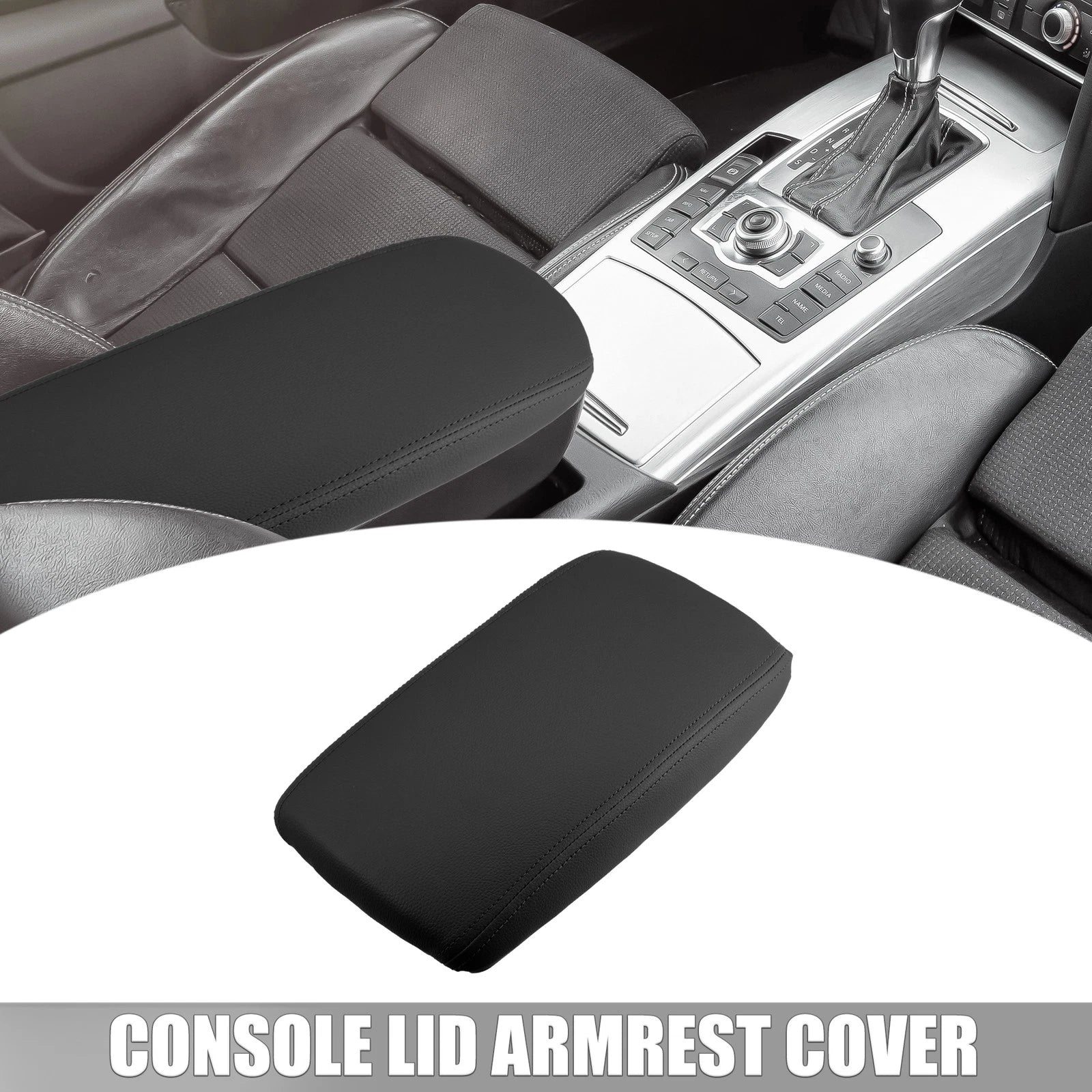Center Console Armrest Cover for Audi A6L C6 (2005–2011) Faux Leather Black