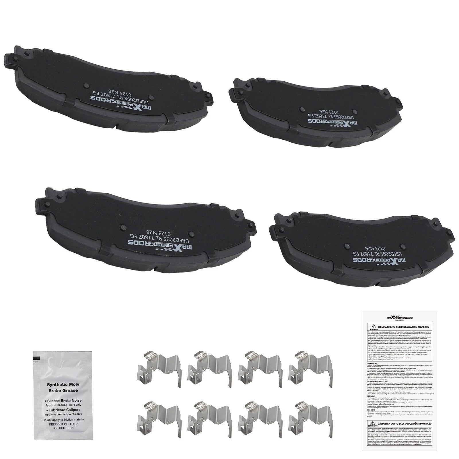 Set of 4 Rear Ceramic Brake Pads for Ford F-350 Super Duty (2013–2022)